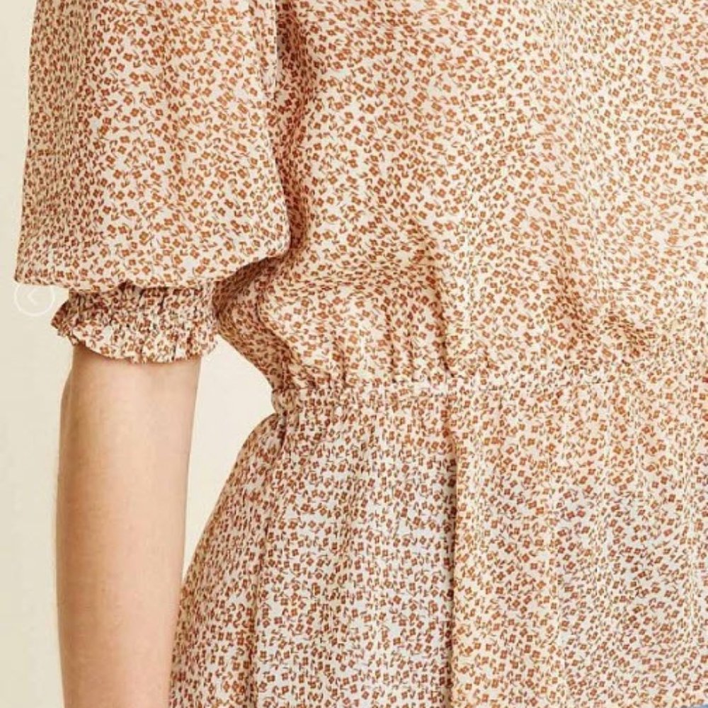 Salem Floral Puff Sleeve Peplum Top